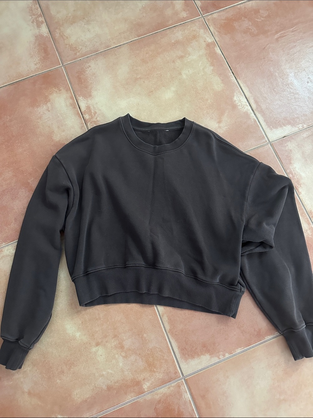 Athleta Black Cropped Crewneck Sweatshirt